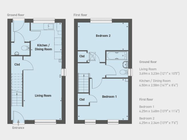 Floor plan 2 bedroom house - artist's impression subject to change